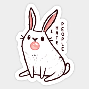 Cute Antisocial Bunny With Bubble Gum That Hates People Sticker